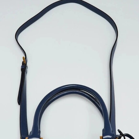 Prada Bluette Saffiano and Soft Calfskin Leather Small Monochrome Tote Bag 1B - Picture 6 of 10